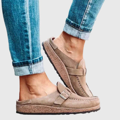 Alethea | Tan Suede Elegant Orthopedic Clogs