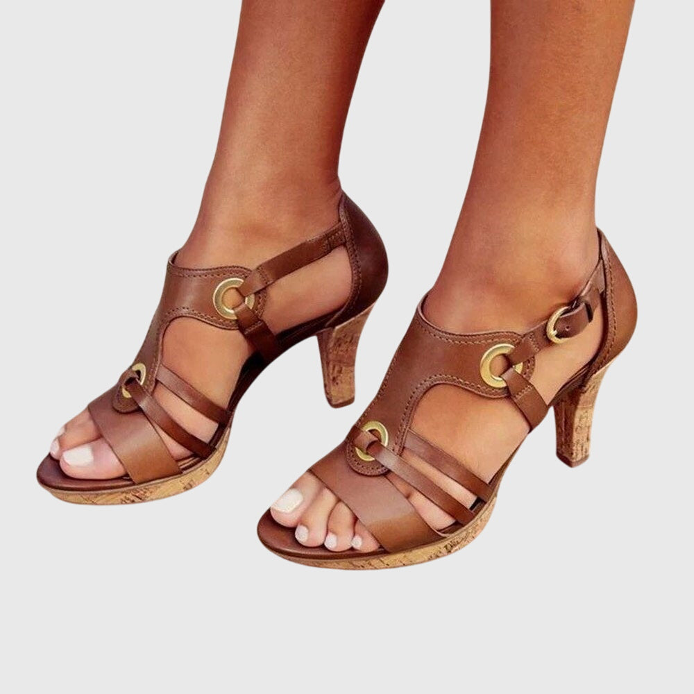 Aurelia | Brown Strappy Orthopedic Heels