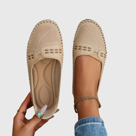 Aurelia | Beige Perforated Orthopedic Shoes