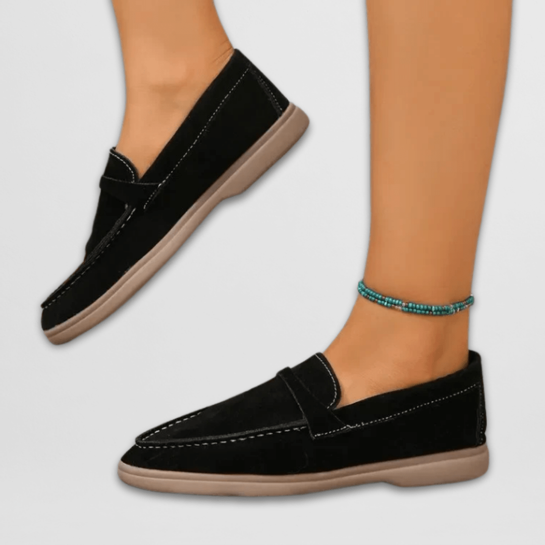 Calista | Glossy Black Comfort Loafers