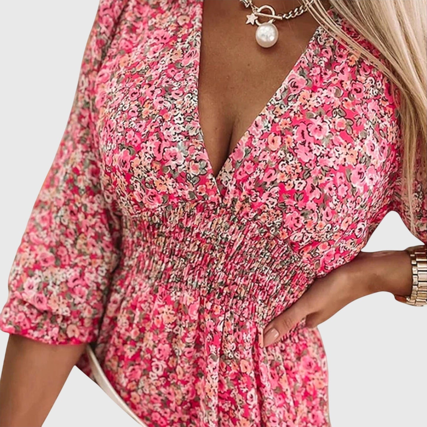 Calista | Blue Floral Puff Sleeve Dress