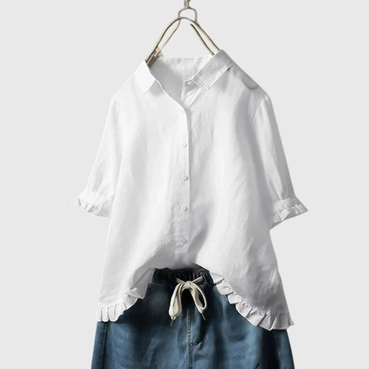 Elegant & Refined White Linen Shirt