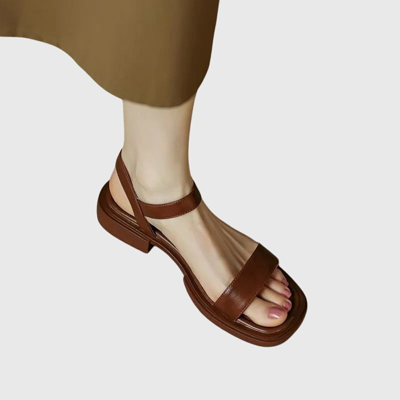 Aurelia | Brown Buckle Orthopedic Leather Sandals