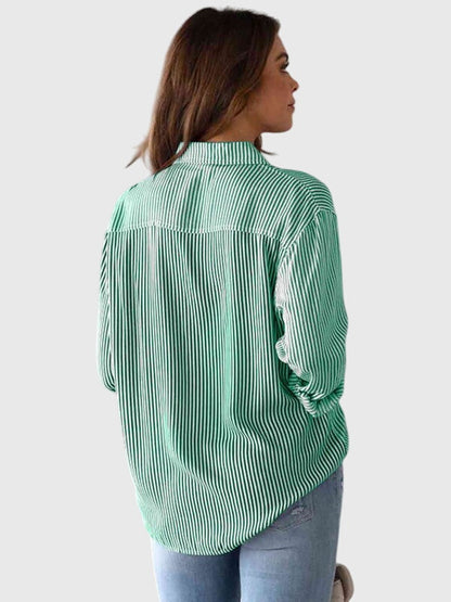 Calista | Striped Collared Neck Shirt