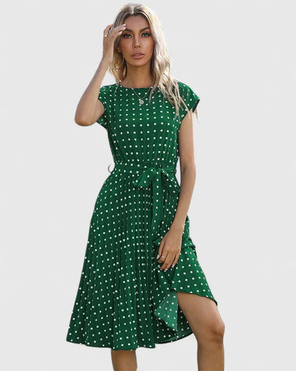 Calantha | Blush Polka Dot Elegant Dress