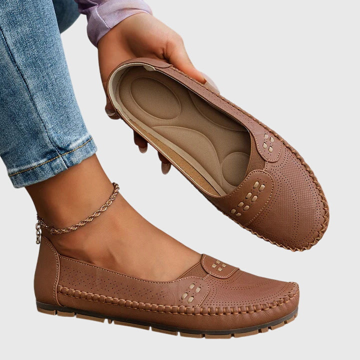Aurelia | Beige Perforated Orthopedic Shoes