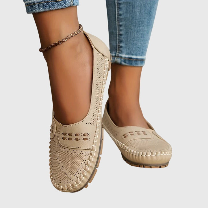 Aurelia | Beige Perforated Orthopedic Shoes