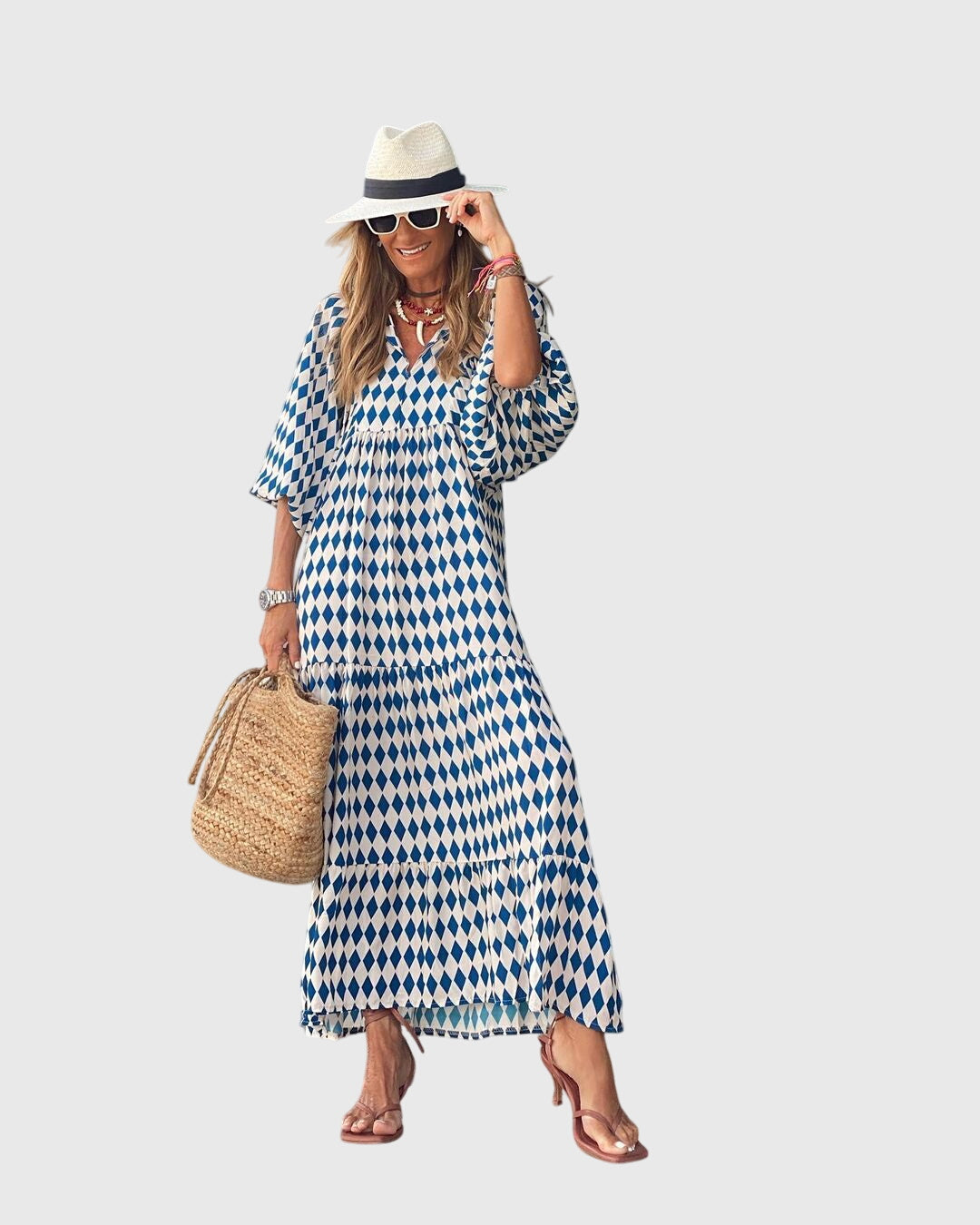 Astrid | Boho Maxi Dress in Green Floral