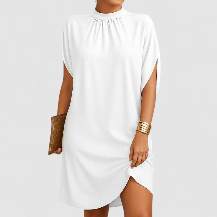 Calista | Blush Elegant Dress with Asymmetrical Hem