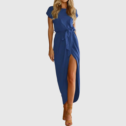 Calantha | Elegant Grey Casual Midi Dress