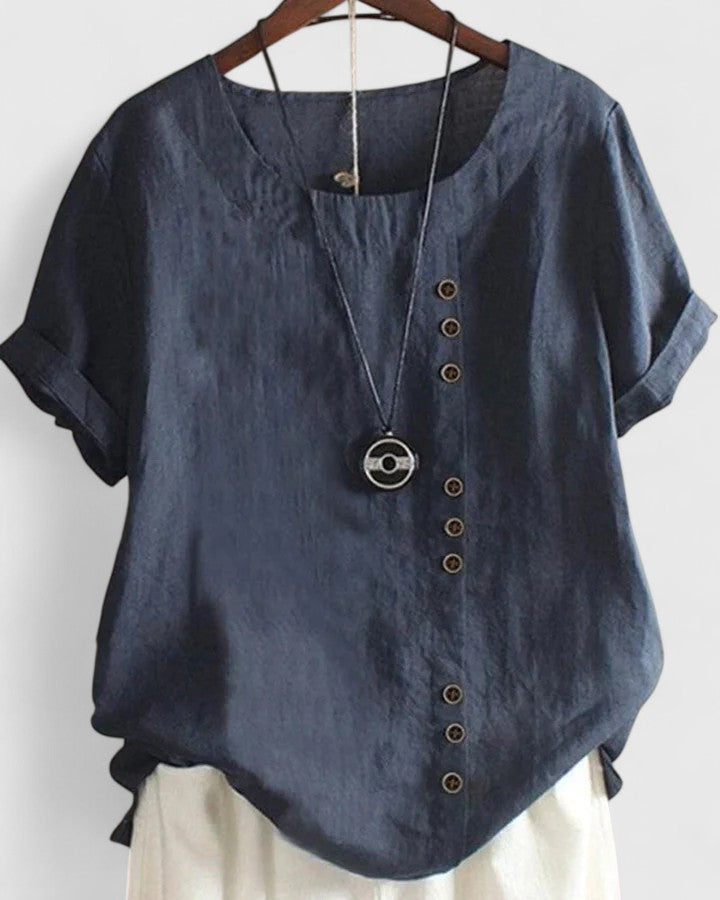 Calanthe | Blush Pink Comfortable Short Sleeve Blouse