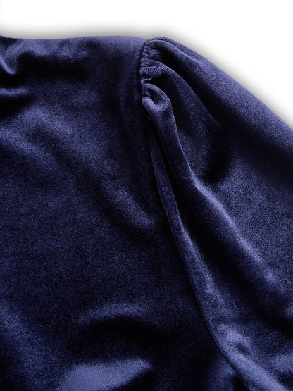 Calantha | Velvet Navy Long-Sleeve Midi Dress