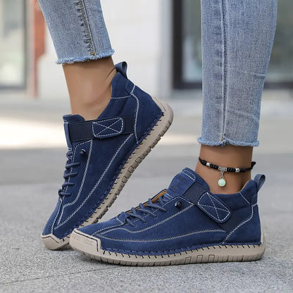 Kalindi | Beige Stitched Orthopedic Sneakers