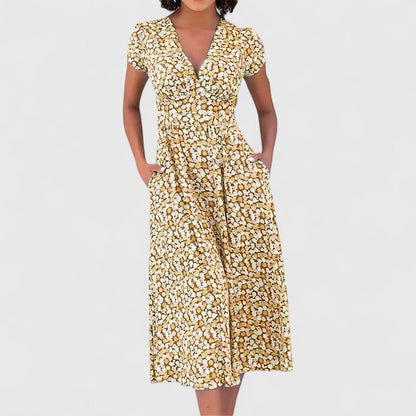 Calista | Elegant Floral Comfortable Midi Dress