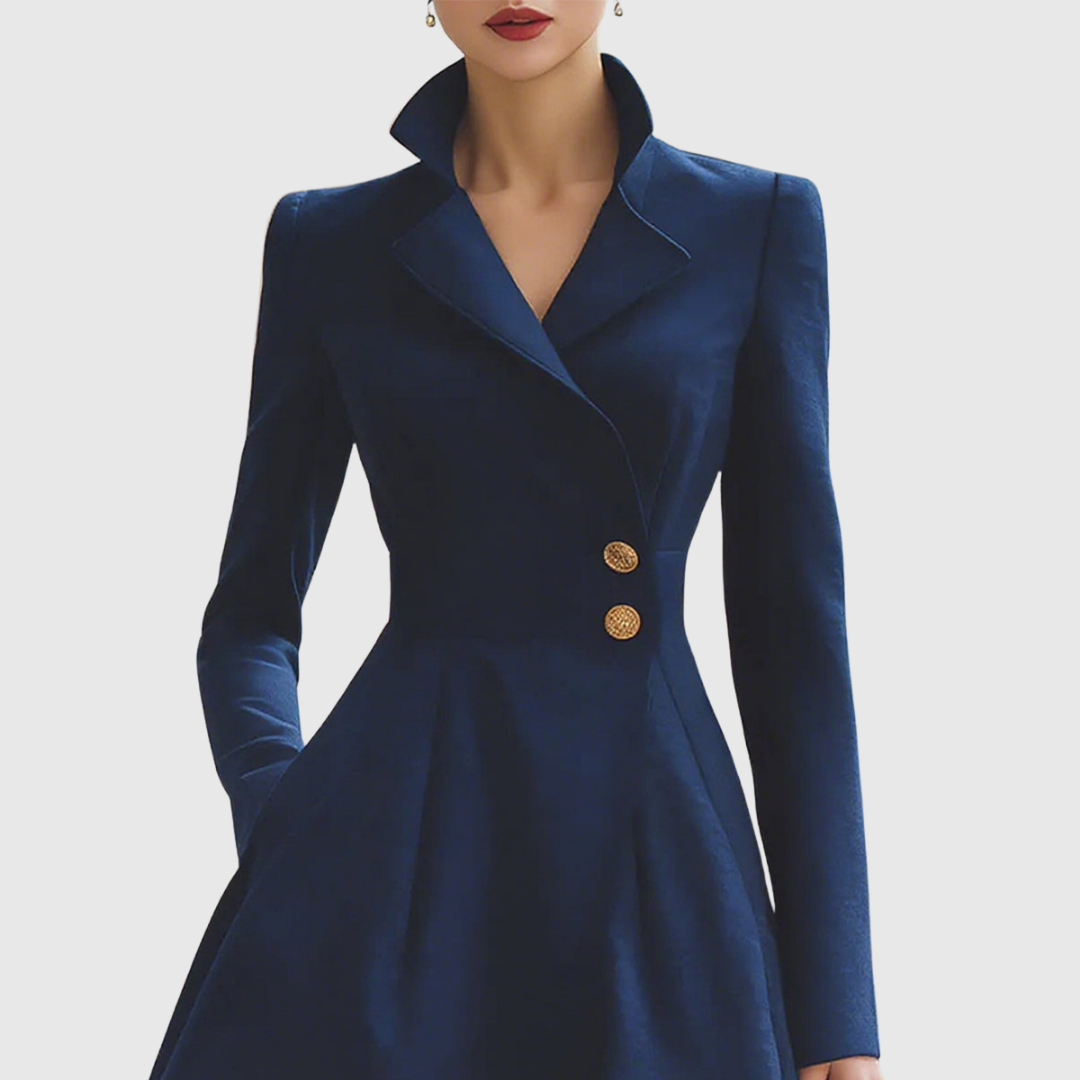 Astrid | Navy Velvet Tailored Fit Coat Dress