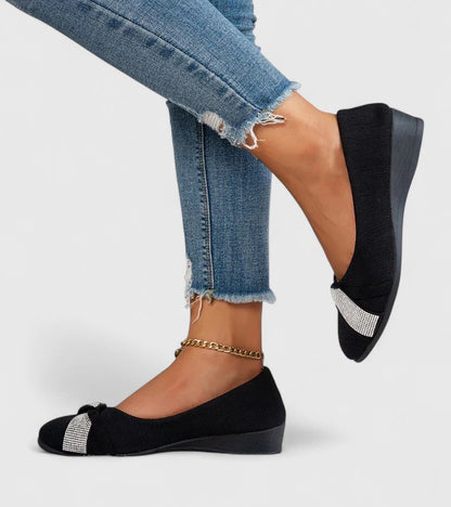Astrid | Black Rhinestone Embellished Orthopedic Shoes