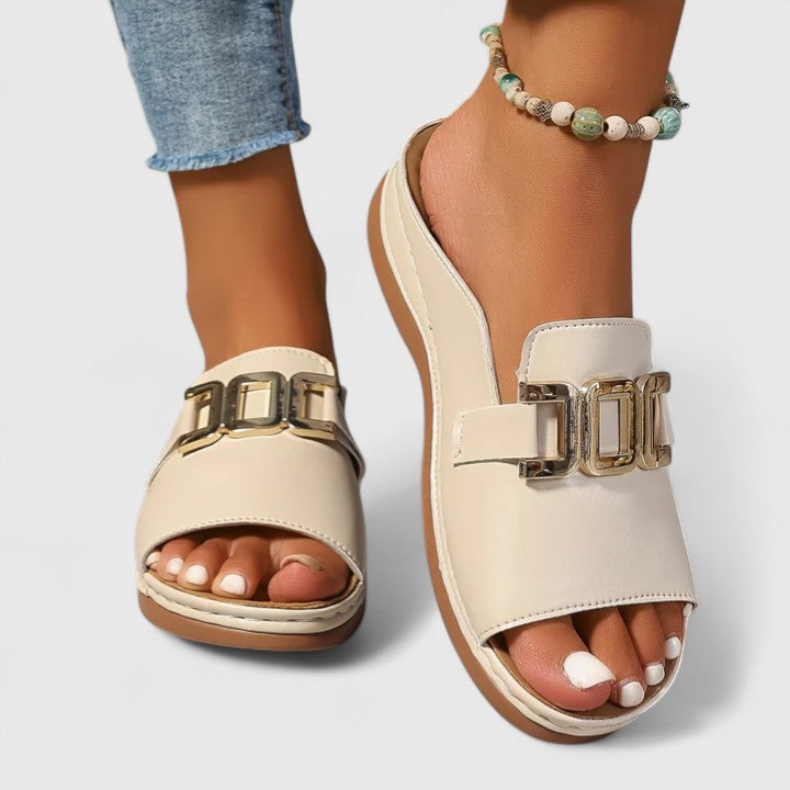 Calista | Black Leather Sophisticated Sandals