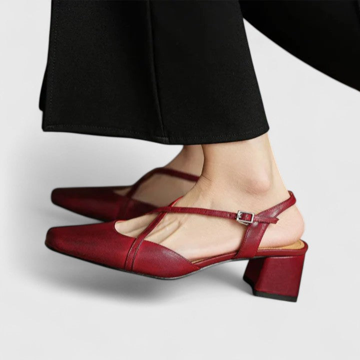 Adriana | Elegant Red Leather Sandals