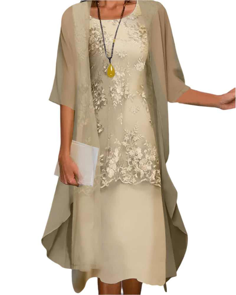 Women Wedding Guest Dress Flowing Light Blue Sheer Sleeve Midi Dress