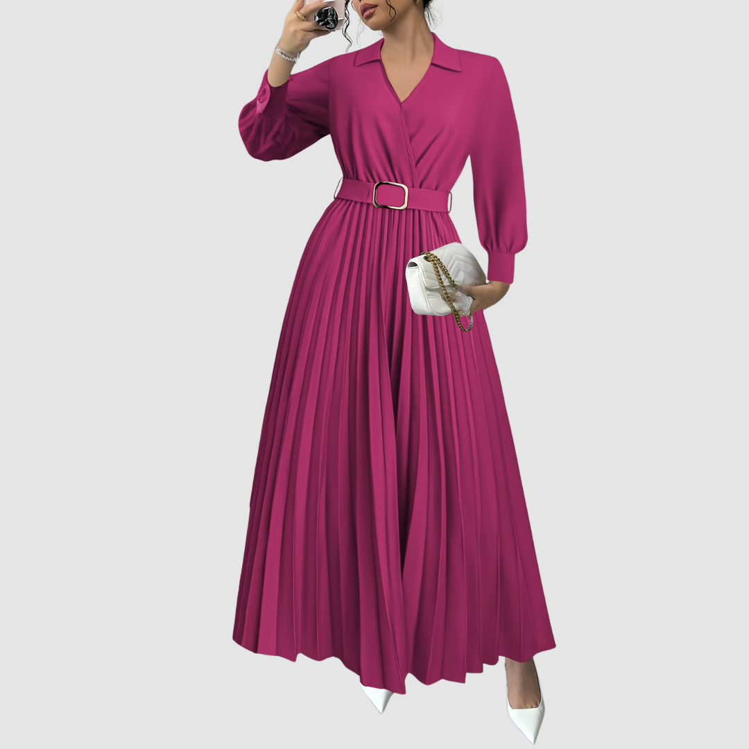 Aurelia | Elegant Black Pleated Everyday Elegance Dress