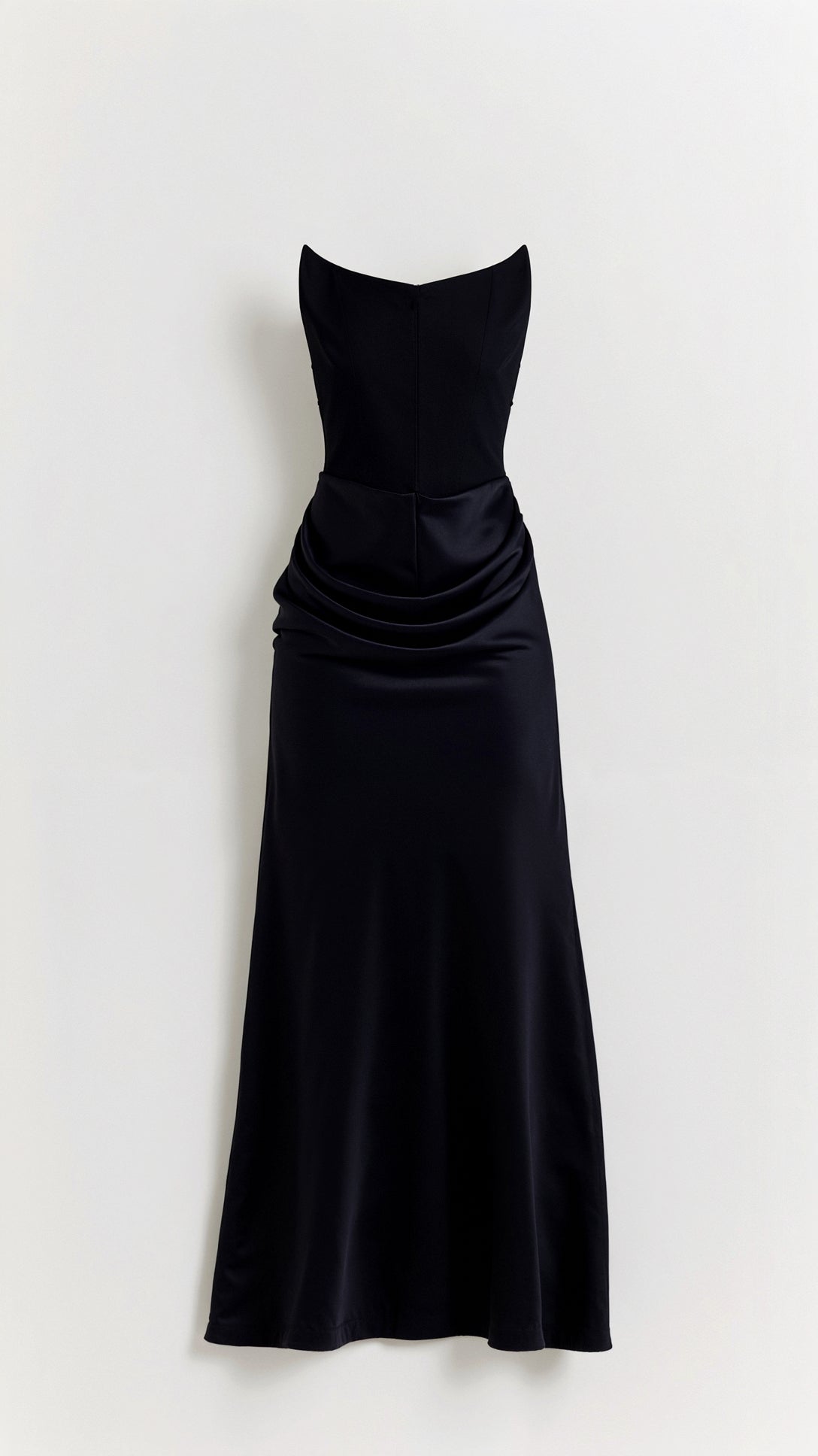 Astrid | Elegant Women's Wedding Guest Column Maxi Dress in Black Satin