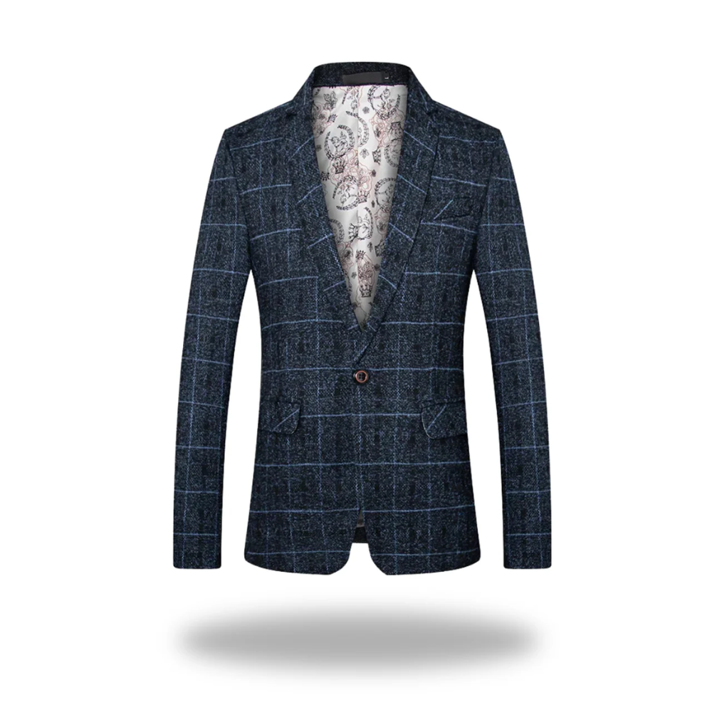 Beckett | Navy Blue Plaid Premium Modern Jacket