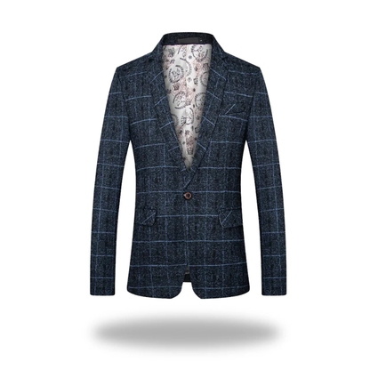 Beckett | Navy Blue Plaid Premium Modern Jacket