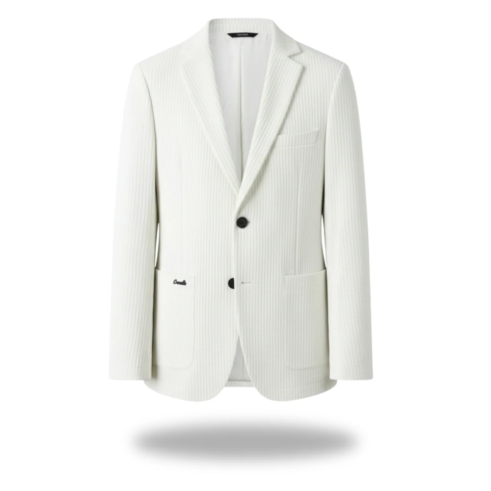Asher | Grey Ribbed Classic Tailored Blazer