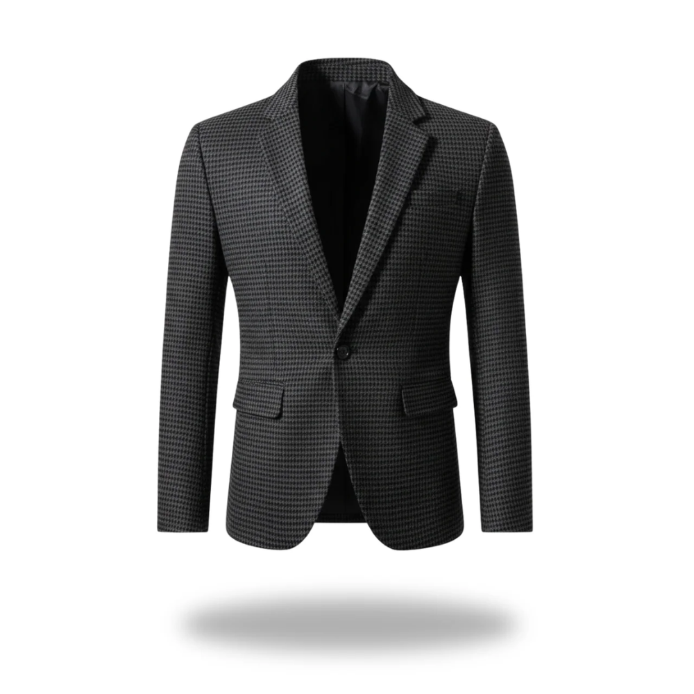 Beckett | Grey Houndstooth Refined Tailored Blazer