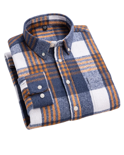 Beckett | Brown & Navy Checked Cotton Shirt
