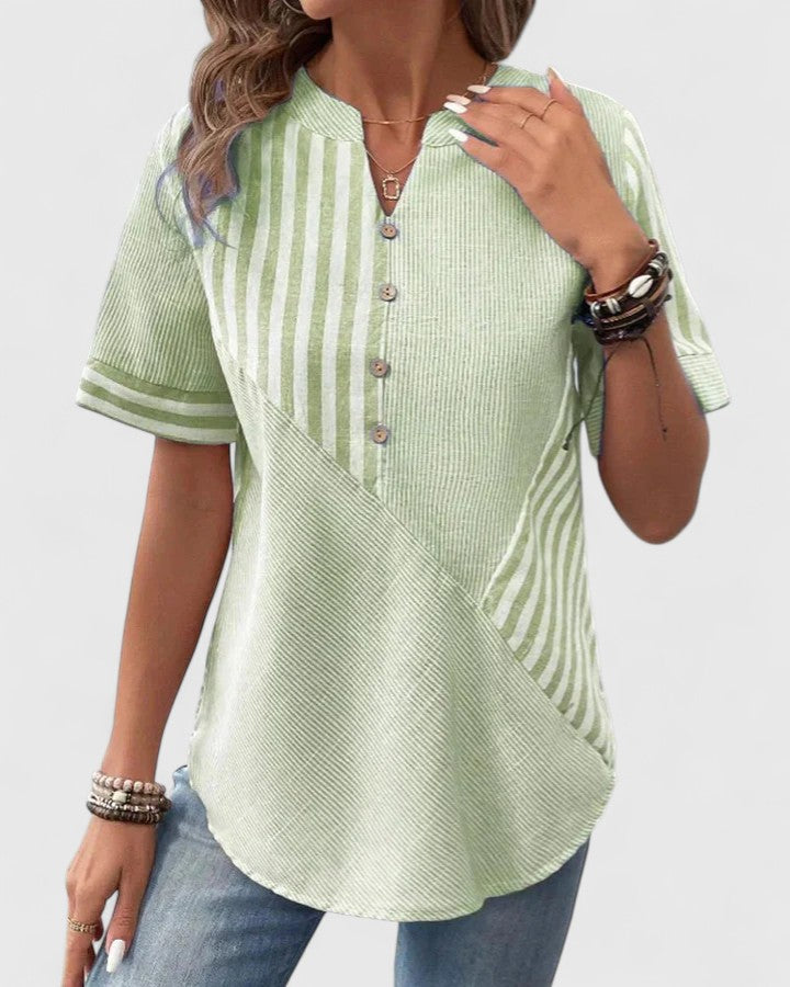 Alethea | Mint Stripe Sophisticated Blouse