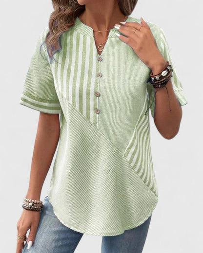 Alethea | Mint Stripe Sophisticated Blouse