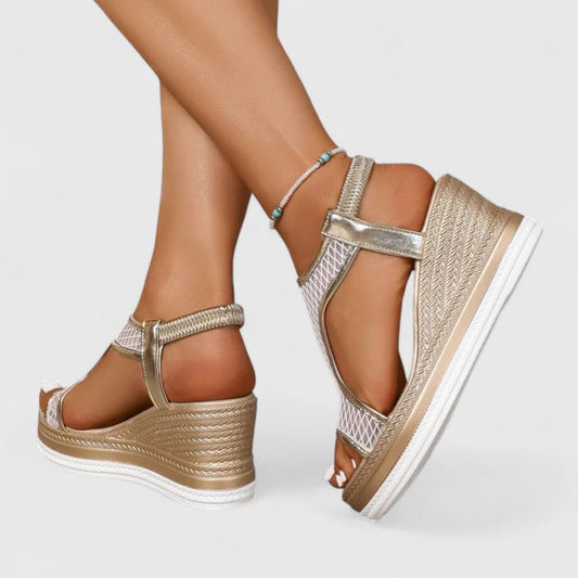 Adriana | Golden Orthopedic Wedge Sandals