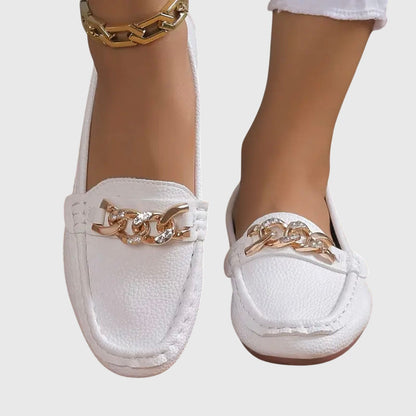 Calista | White Leather Orthopedic Loafers