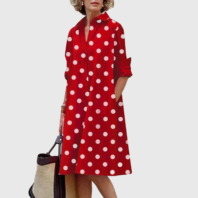 Astrid | Coral Elegant Dress With Pockets