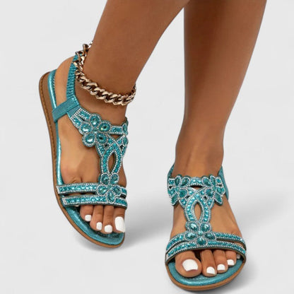 Calanthe | Turquoise Embellished Orthopedic Sandals