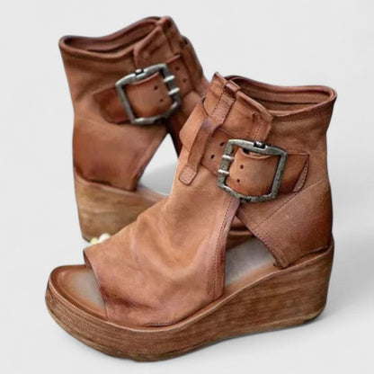 Aria | Tan Suede Orthopedic Wedge Sandals