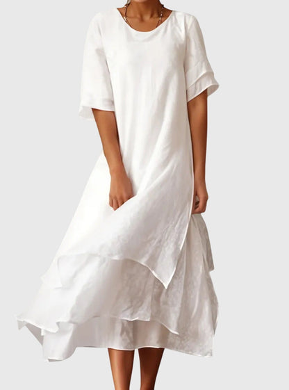 Alethea | Elegant Blush Pink Ruffled Dress