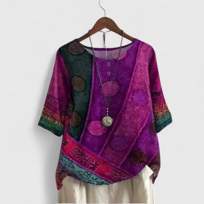 Calantha | Vibrant Patchwork Sophisticated Top