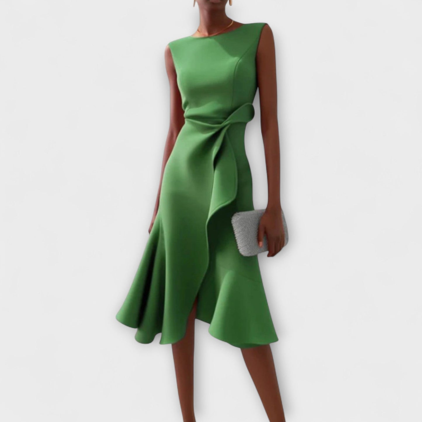 Astrid | Women’s Draped Asymmetric Red Midi Dress
