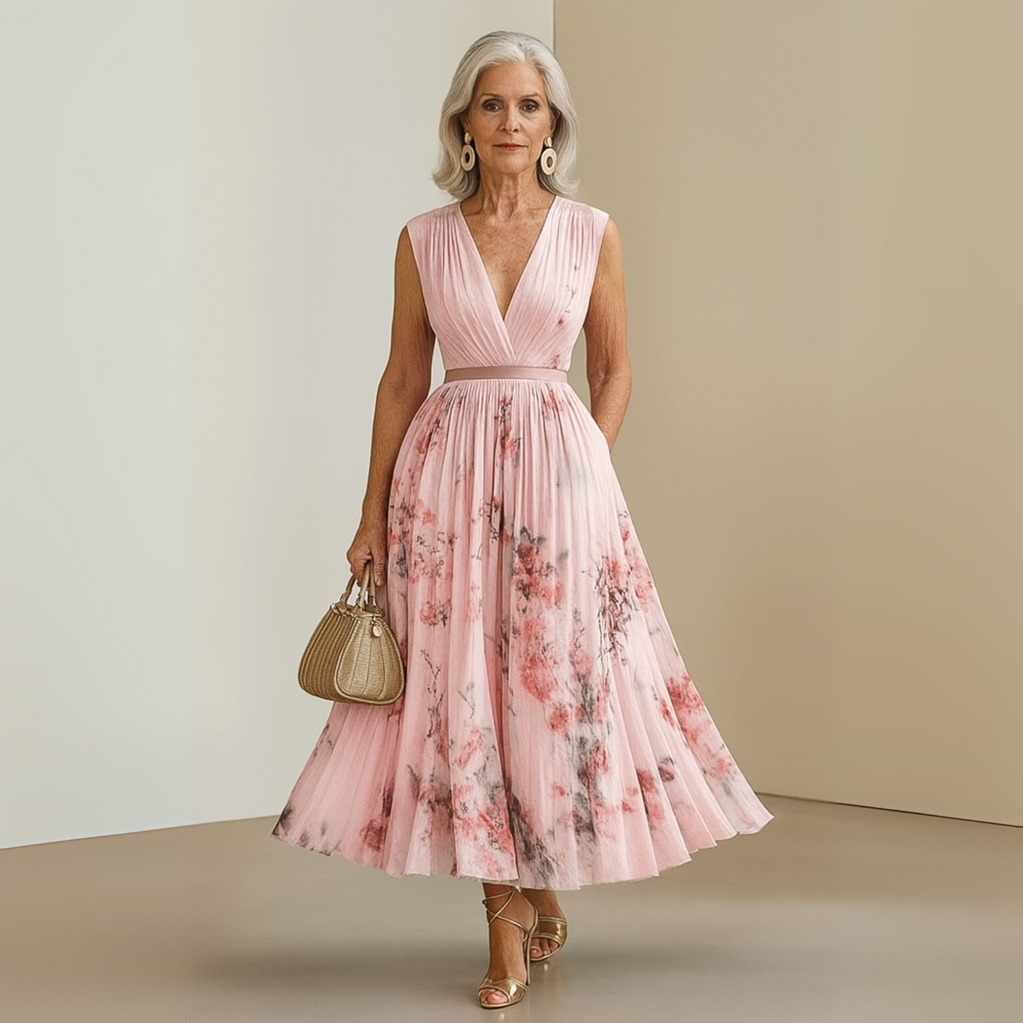 Calista | Women’s Flowy Sleeveless Summer Maxi Dress in Floral White