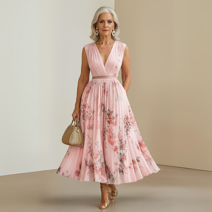 Calista | Women’s Flowy Sleeveless Summer Maxi Dress in Floral White