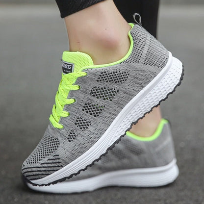 Evelia | Women's Lace Up Casual White Walking Sneakers