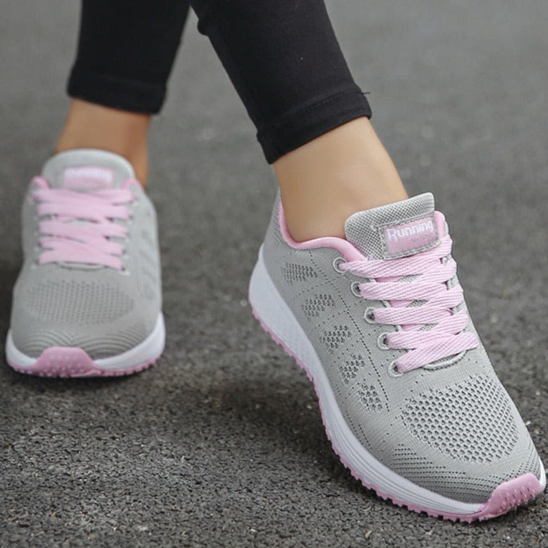 Evelia | Women's Lace Up Casual White Walking Sneakers