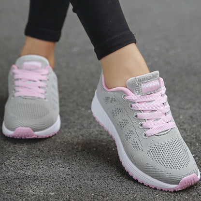 Evelia | Women's Lace Up Casual White Walking Sneakers
