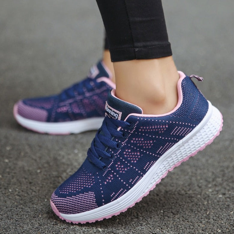 Evelia | Women's Lace Up Casual White Walking Sneakers