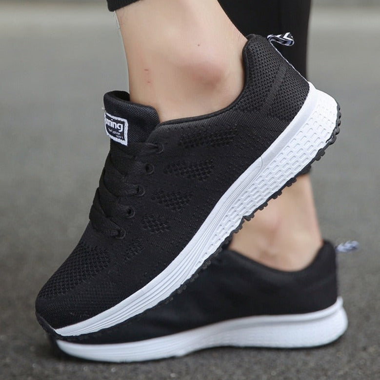 Evelia | Women's Lace Up Casual White Walking Sneakers
