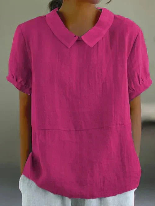 Alethea | Light Blue Women's Linen Peter Pan Collar Blouse