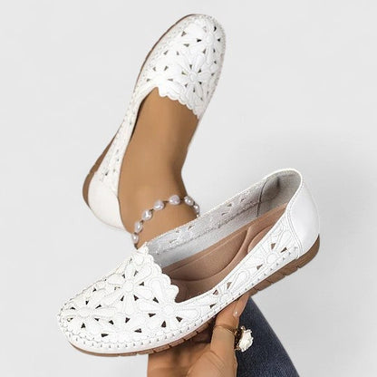 Calista | Elegant White Brogue Sandals