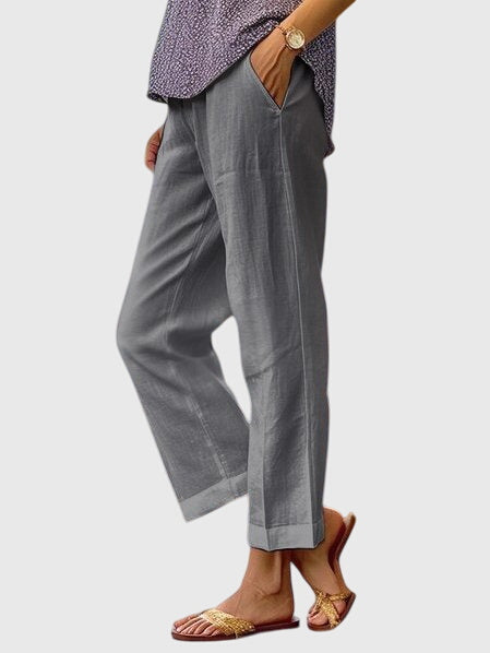 Astrid | Elegant White Linen Women's Pants